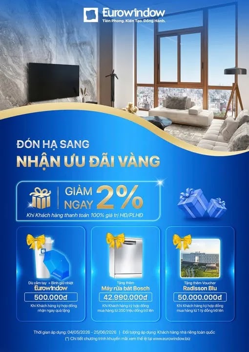 Eurowindow Khuyến Mãi 2026 Đón Hạ Sang - Nhận Ưu Đãi Vàng
